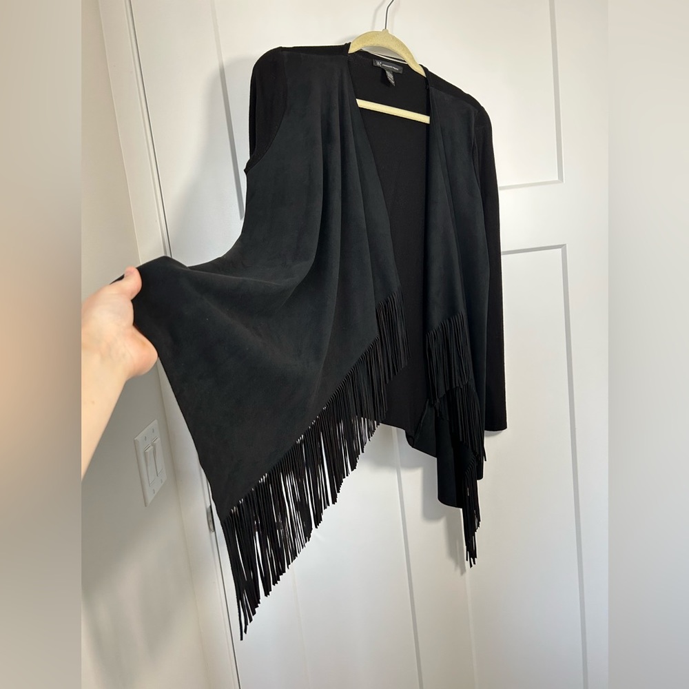 XL Fringe Kimono Cardigan, Women’s XL Black fringe Cardigan